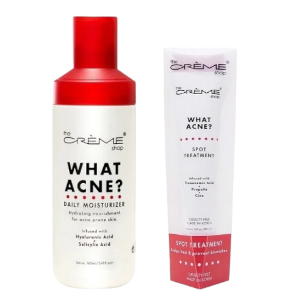 The Crème Shop What Acne? Daily Moisturizer + What Acne? Spot Treatment